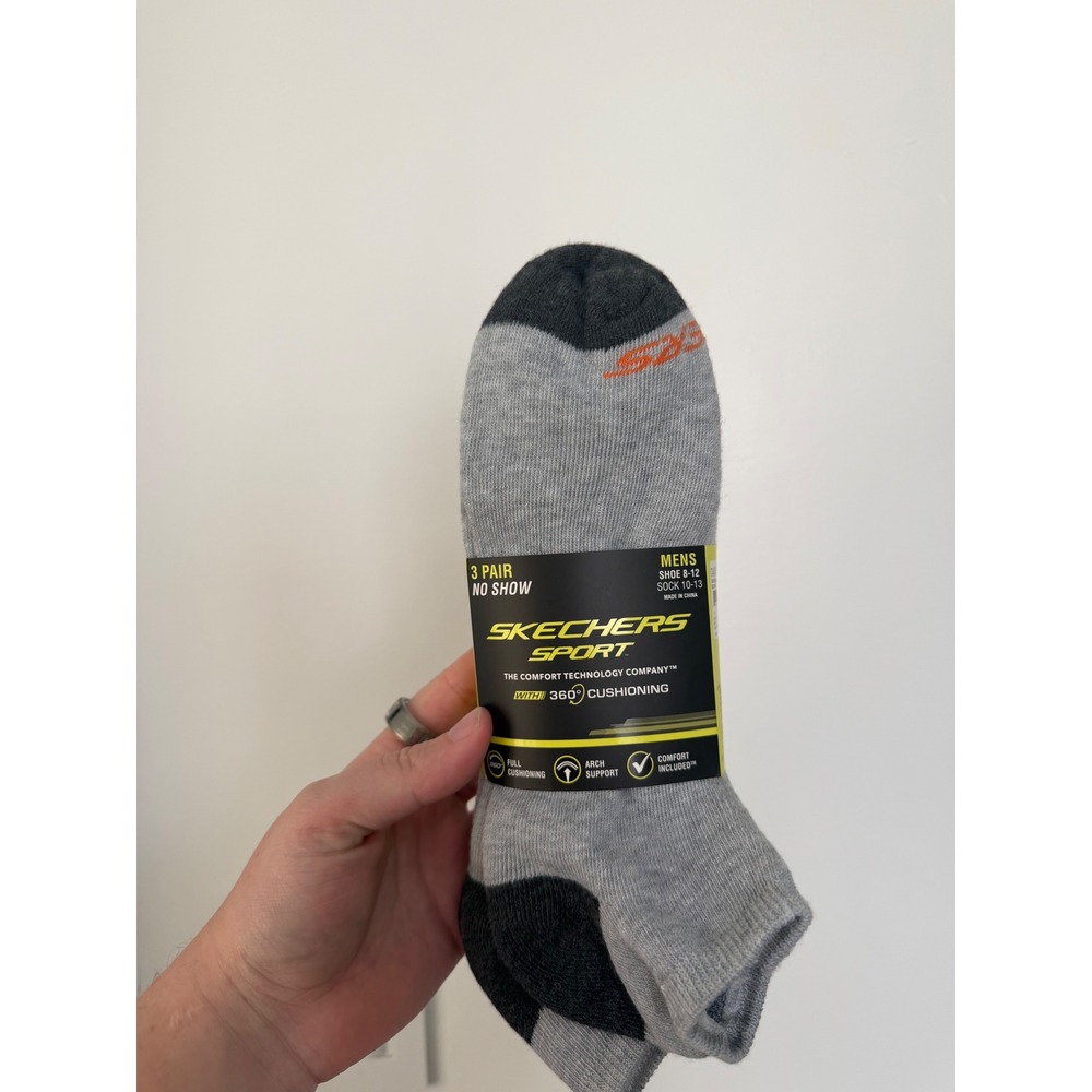Skechers Men's Sport No-Show Socks – 3-Pack – Grey‎ – NWT